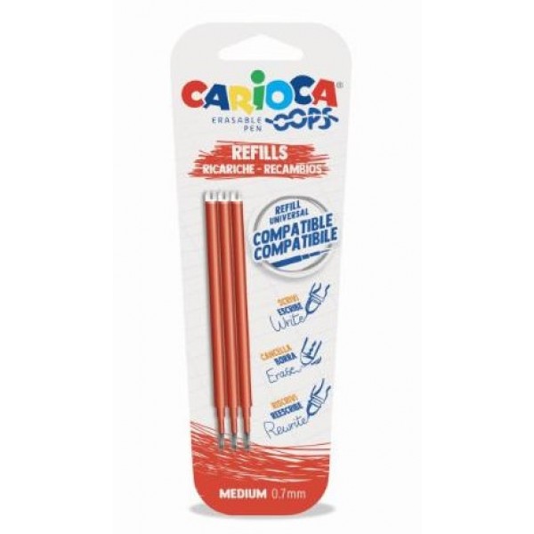 BLISTER 3 REFIL CARIOCA COMPATIBIL ROSSO