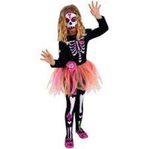 VESTITO SCHELETTRO BAMBINA 3-4 ANNI