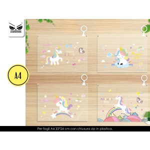BUSTE CON ZIP 24X33 UNICORNO