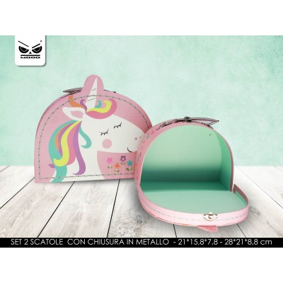 SET DUE SCATOLE MEZZA LUNA UNICORNO