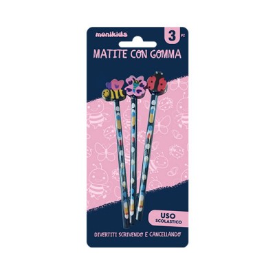 BLISTER 3 MATITE CON GOMMA FLY