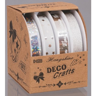 SET 4 NASTRINI ARGENTO 10MM X 3MT